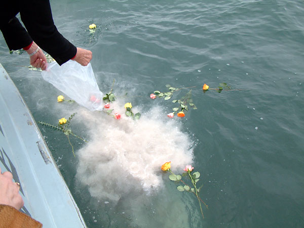 scattering pets ashes in the ocean off the coast of southern Vancouver Island
