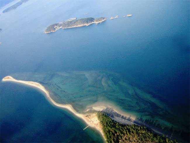 Sidney Spit Gulf Island National Park Reserve British Columbia aerial view